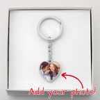 Custom photo heart keychain for Mom, silver tone heart with photo in gift box