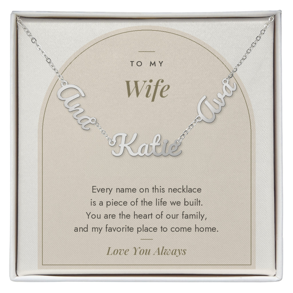 Multiple Name Necklace for Wife with personalized name charms, image 1