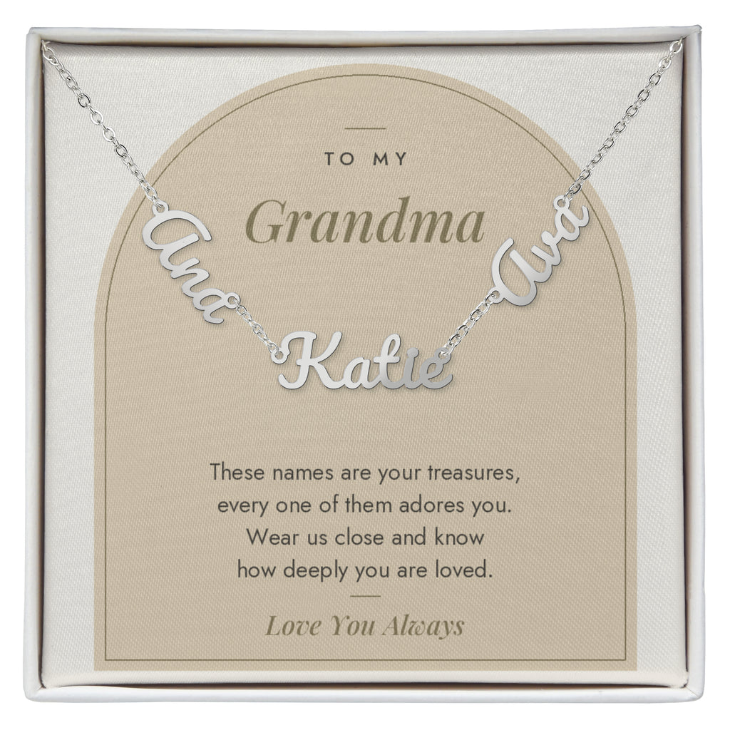 Multiple Name Necklace for Grandma with personalized name charms, image 1