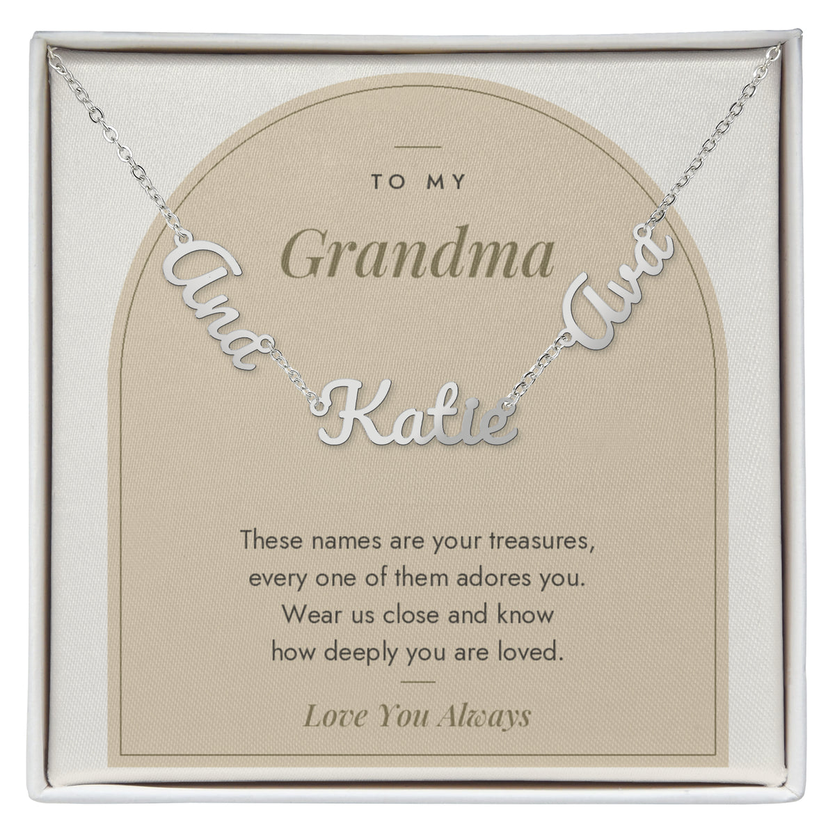 Multiple Name Necklace for Grandma with personalized name charms, image 1