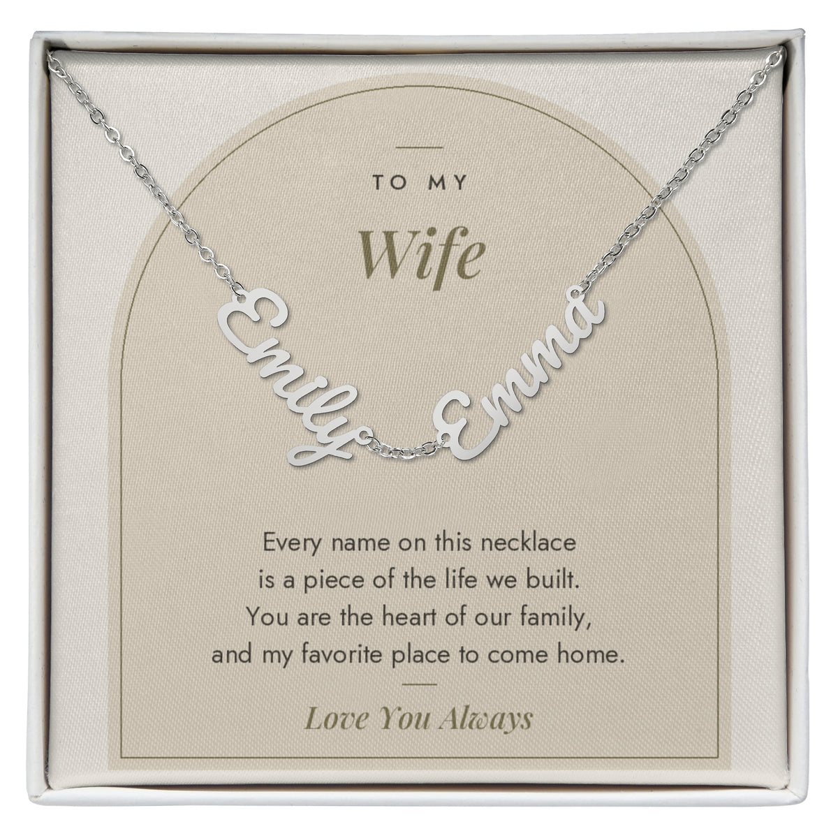 Multiple Name Necklace for Wife with personalized name charms, image 3