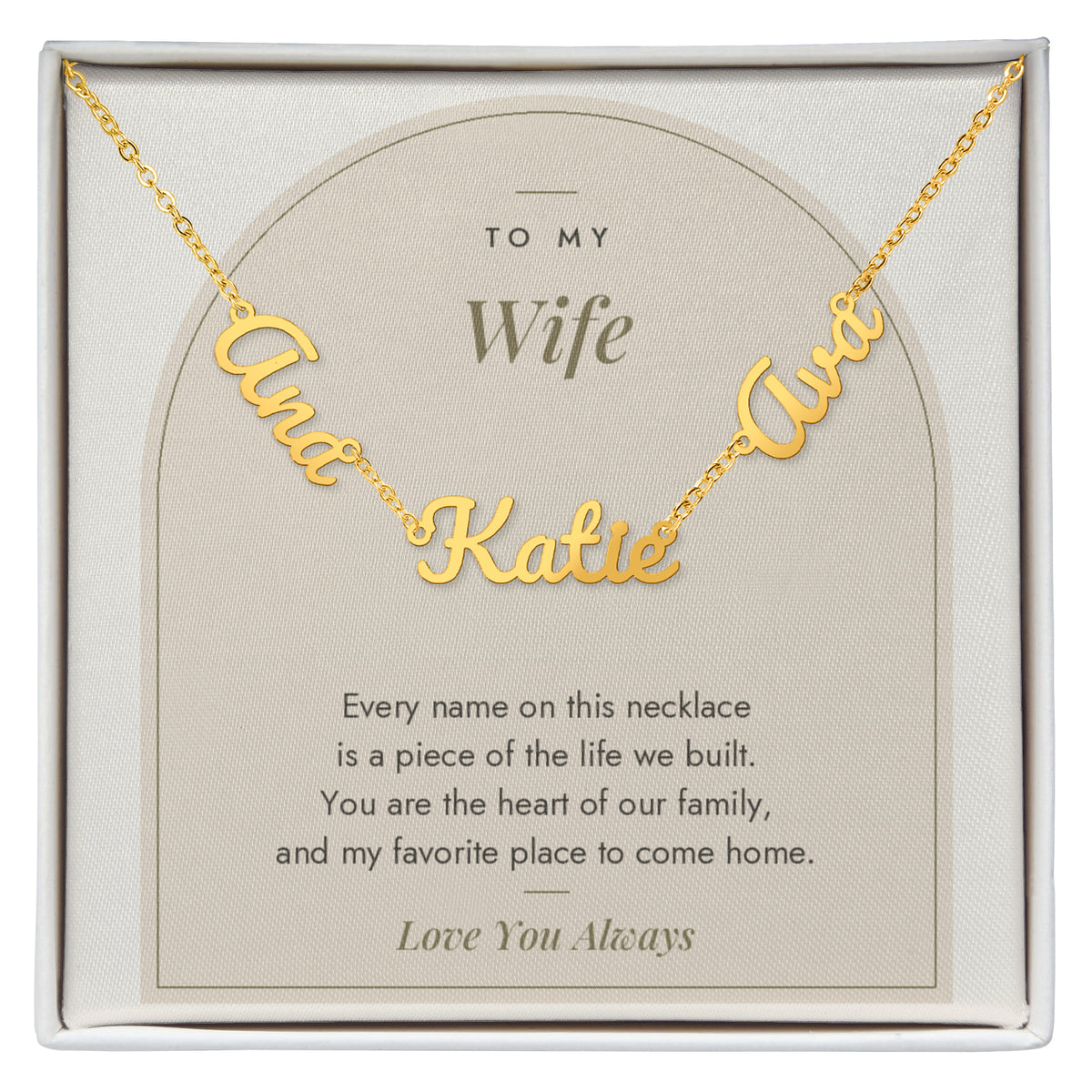 Multiple Name Necklace for Wife with personalized name charms, image 5