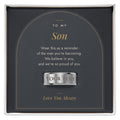 Men's engraved ring for Son, polished stainless steel in To My Son message card box