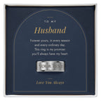 Men's engraved ring for Husband, polished stainless steel in To My Husband message card box