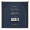 Men's custom engraved ring, polished stainless steel in Made Just For You message card box