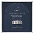 Men's engraved ring for Dad, polished stainless steel in To My Dad message card box