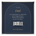 Men's engraved ring for Dad, polished stainless steel in To My Dad message card box