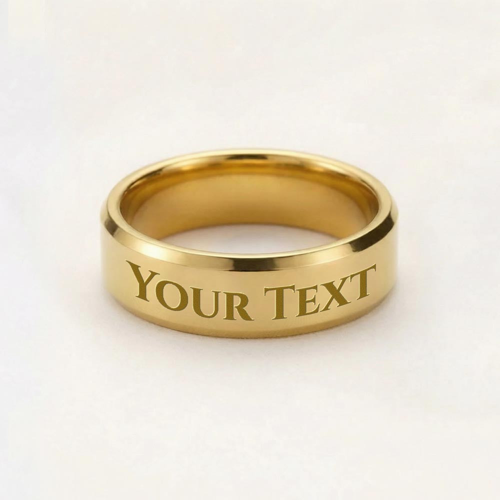 Men's engraved ring for Son, 18K yellow gold finish band