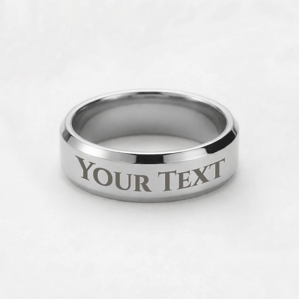 Men's engraved ring for Son, polished stainless steel band
