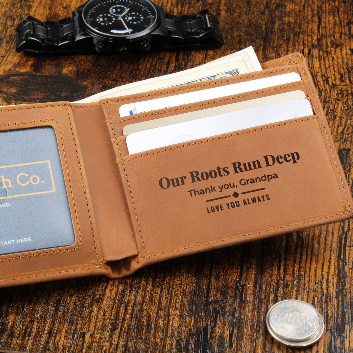 Engraved Leather Wallet for Grandpa – grandpa gift, image 3