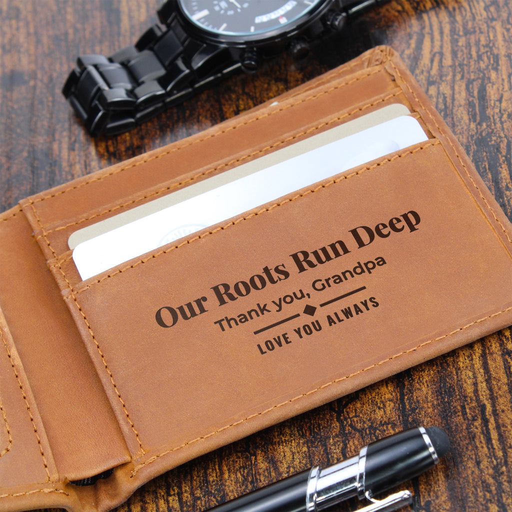Engraved Leather Wallet for Grandpa – grandpa gift, image 2