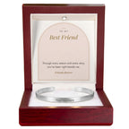 Stainless steel engraved cuff bracelet for best friend with To My Best Friend message card in mahogany LED luxury box