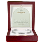 Stainless steel engraved cuff bracelet for daughter with To My Daughter message card in mahogany LED luxury box