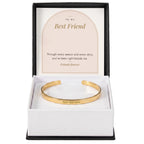 18K yellow gold finish engraved cuff bracelet for best friend with To My Best Friend message card in standard gift box