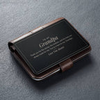 Engraved metal wallet card for grandpa gift detail