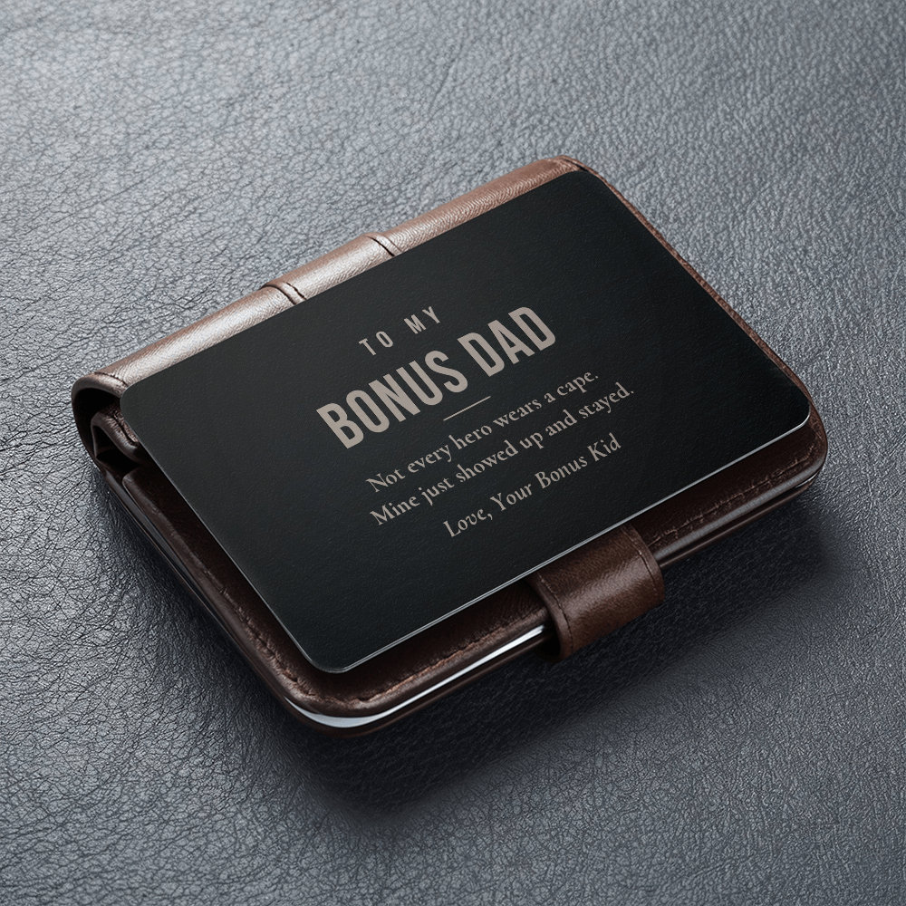 Engraved Wallet Card for Bonus Dad – Not Every Hero Wears a Cape