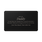 Engraved metal wallet card for new dad held in hand
