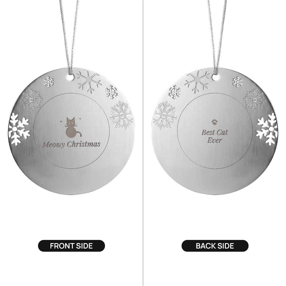 Merry Christmas cat ornament, front and back sides