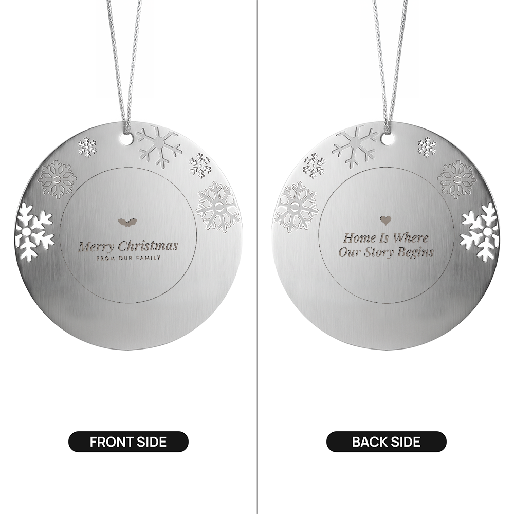 Merry Christmas from Our Family ornament, front and back sides