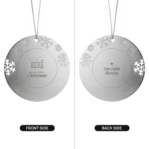 Baby's First Christmas ornament for girl, front and back sides