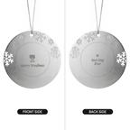 Merry Woofmas dog ornament, front and back sides