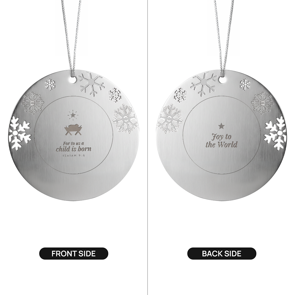 Nativity Christmas ornament, front and back sides