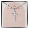 Cross necklace for daughter on To My Beautiful Daughter Chapters card in standard gift box