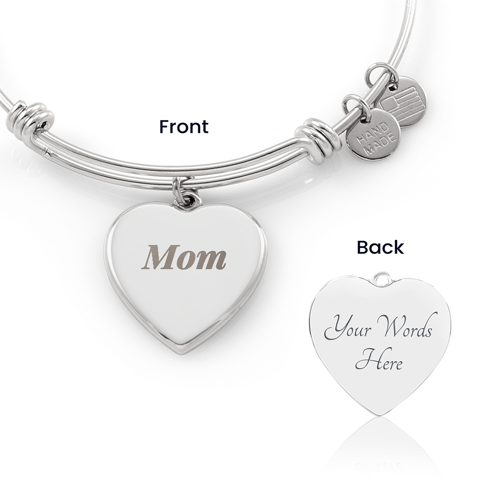 Personalized Engraved Heart Bangle for Mom – product photo 1