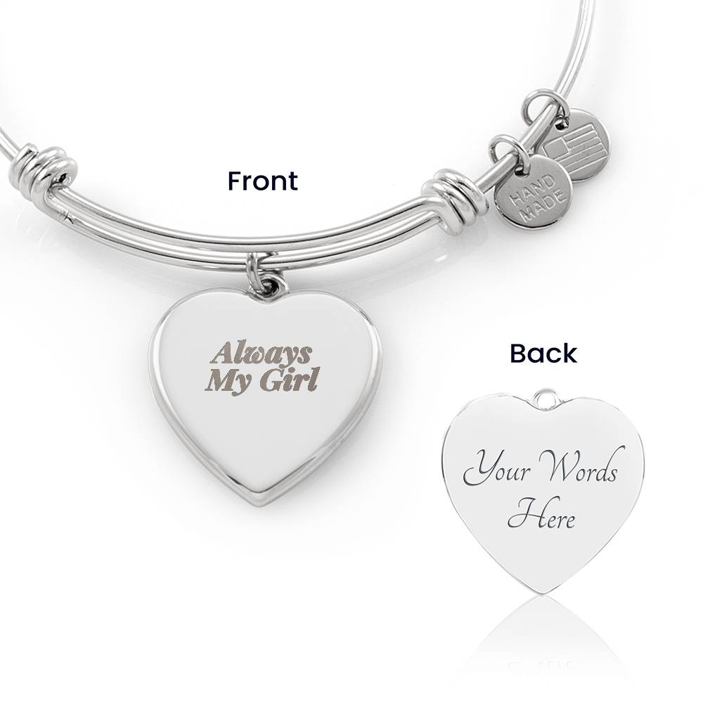Personalized Engraved Heart Bangle for Daughter – Always My Girl – product photo 1