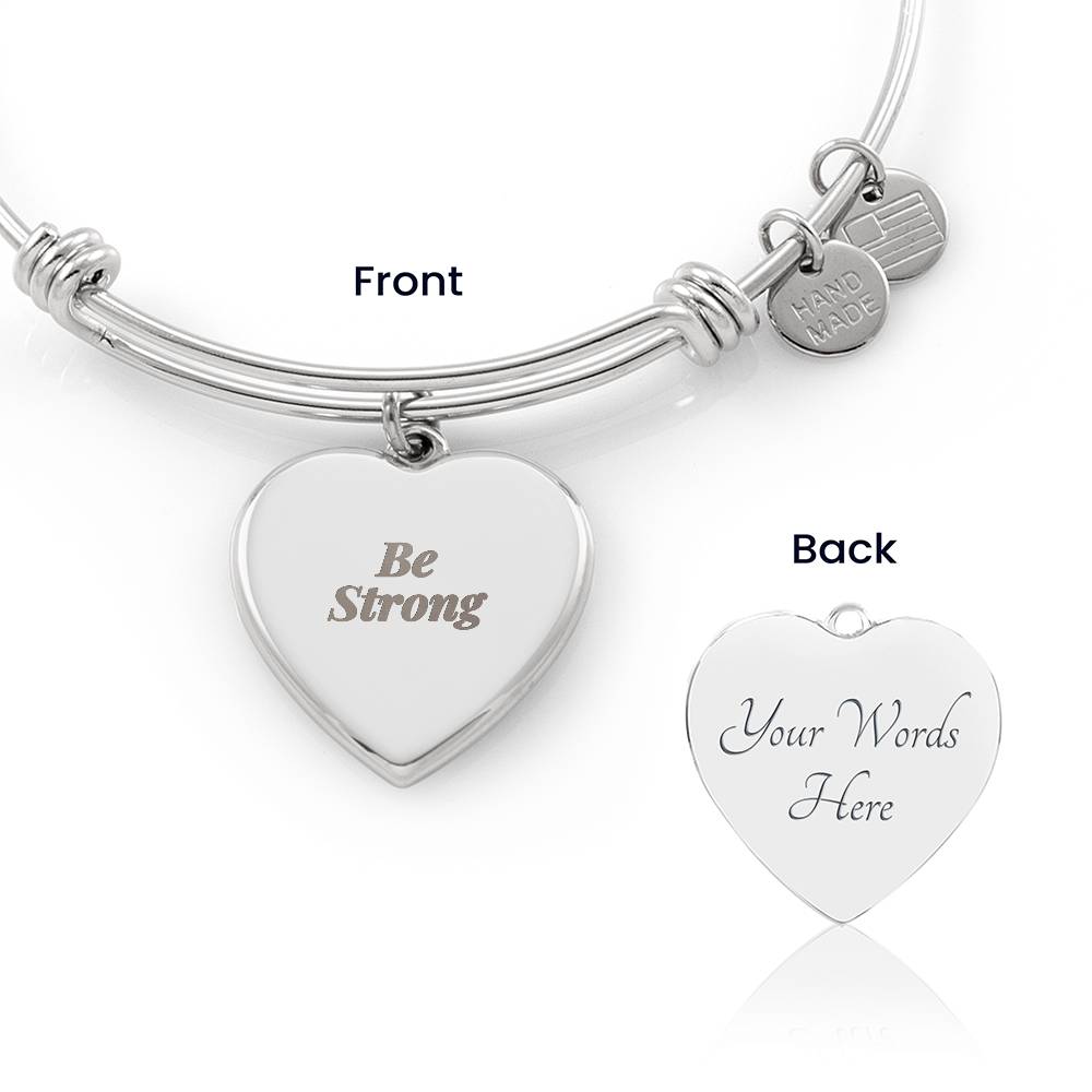 Be Strong Faith Heart Bangle – Personalized Engraved Christian Gift – product photo 1