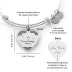 Personalized Sister Heart Bangle – Engraved Sisters Gift