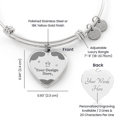 Be Strong Faith Heart Bangle – Personalized Engraved Christian Gift