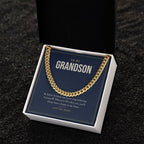 Cuban link chain for Grandson, 18k gold finish in standard box