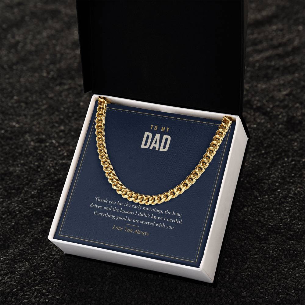 Cuban link chain for Dad, 18k gold finish in standard box