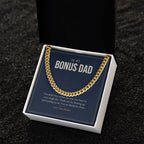 Cuban link chain for Bonus Dad, 18k gold finish in standard box