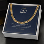 Cuban link chain for Dad, 18k gold finish in standard box, close-up