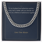 Stainless steel Cuban link chain for husband on Adventure Partner message card
