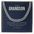 Cuban link chain for Grandson, stainless steel on card
