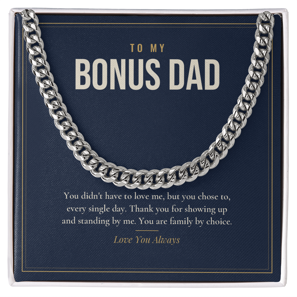 Cuban link chain for Bonus Dad, stainless steel on card
