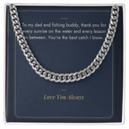 Stainless steel Cuban link chain for dad on Best Catch I Know fishing message card