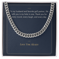 Stainless steel Cuban link chain for husband on My Hole in One golf message card
