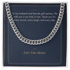 Stainless steel Cuban link chain for husband on My Hole in One golf message card