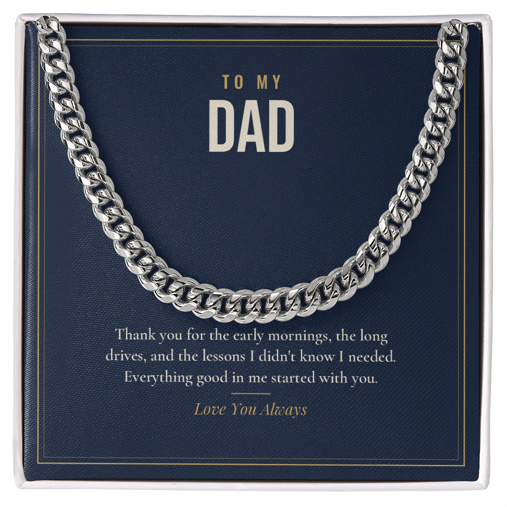 Cuban link chain for Dad, stainless steel on card