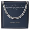 Stainless steel Cuban link chain for dad on Grill Master message card