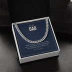 Cuban link chain for Dad, stainless steel in standard box, close-up