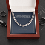 Stainless steel Cuban link chain for dad in mahogany LED luxury box with What Really Matters hunting message card