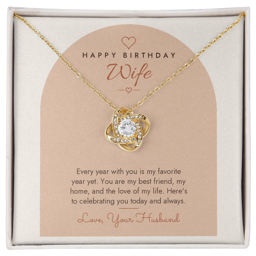 Birthday Love Knot Necklace for Wife – Modern Card