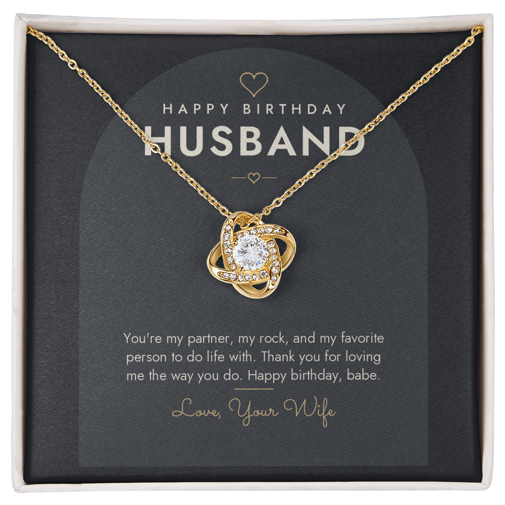 Birthday Love Knot Necklace for Husband – Modern Card