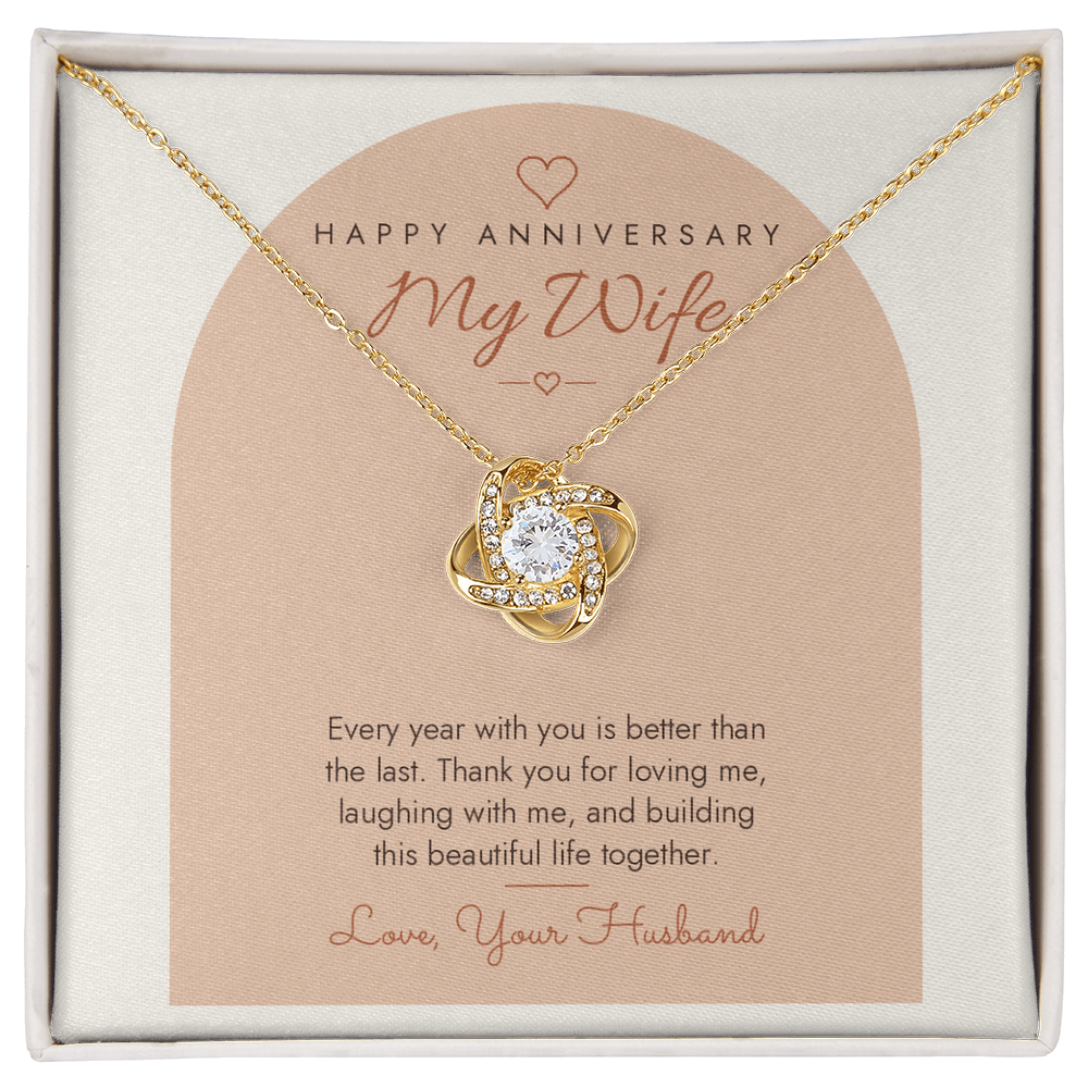 Anniversary Love Knot Necklace for Wife – Modern Card