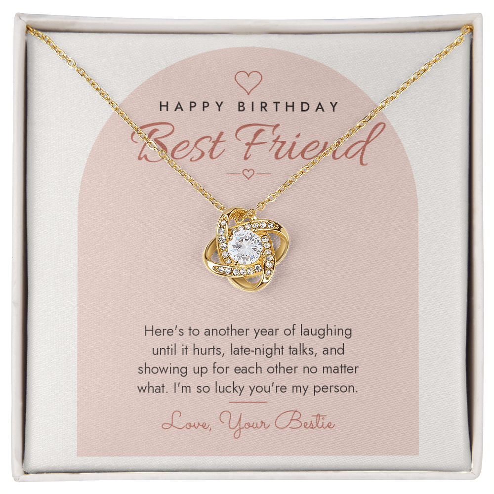 Birthday Love Knot Necklace for Best Friend – Modern Card